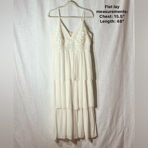 Boho Ivory/Cream Lace Maxi Dress XL • Tiered Cottagecore Summer Festival